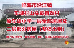 临海市沿江镇车埭村山头戴自然村原车埭小学一层全部房屋及二层部分房屋（整体出租）