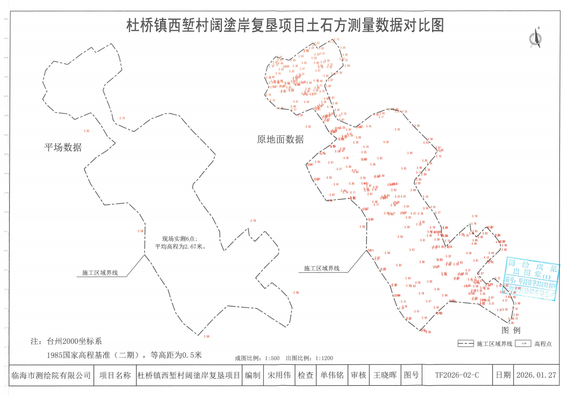 临海市杜桥镇西堑村阔塗岸复垦项目的土石渣