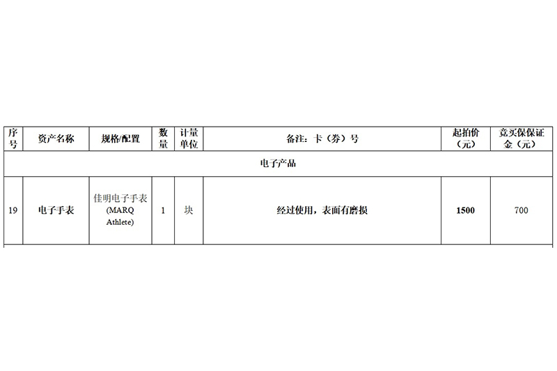 序号19：电子手表 佳明电子手表(MARQ Athlete) 1块
