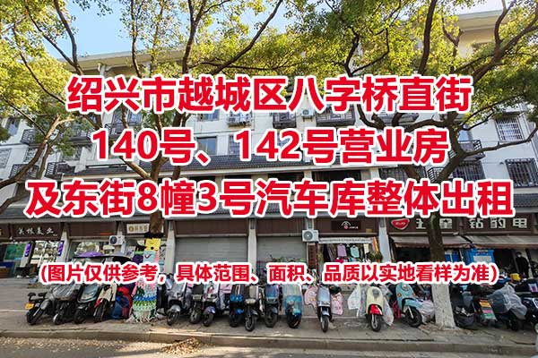 序号04：绍兴市越城区八字桥直街140号、142号营业房以及东街8幢3号汽车库整体出租