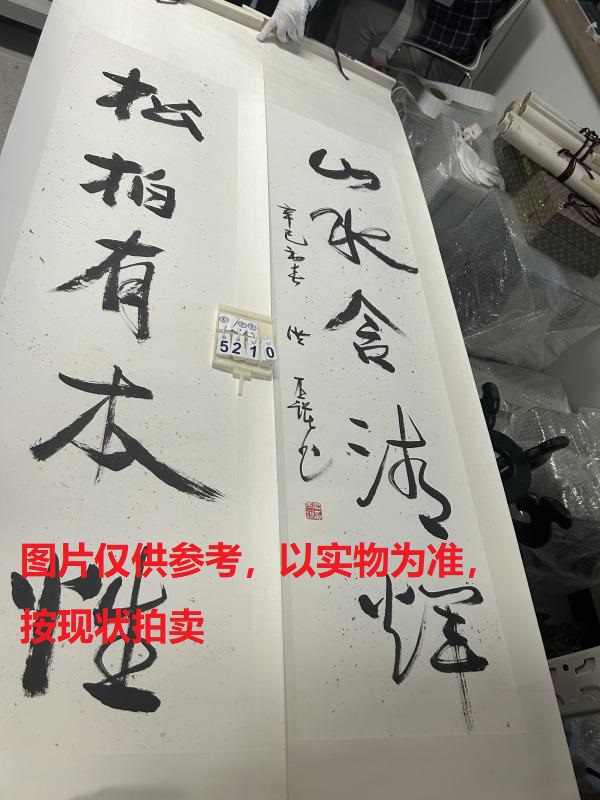 序号226，编号15210，
作者：洪丕谟
作品：松柏，山水